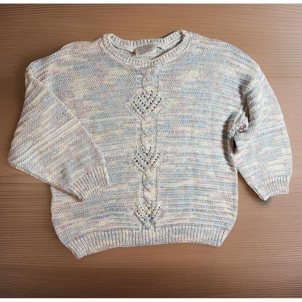 Vintage Knit Maven Across America Sweater Womens M L 3/4 Sleeve Multicolor